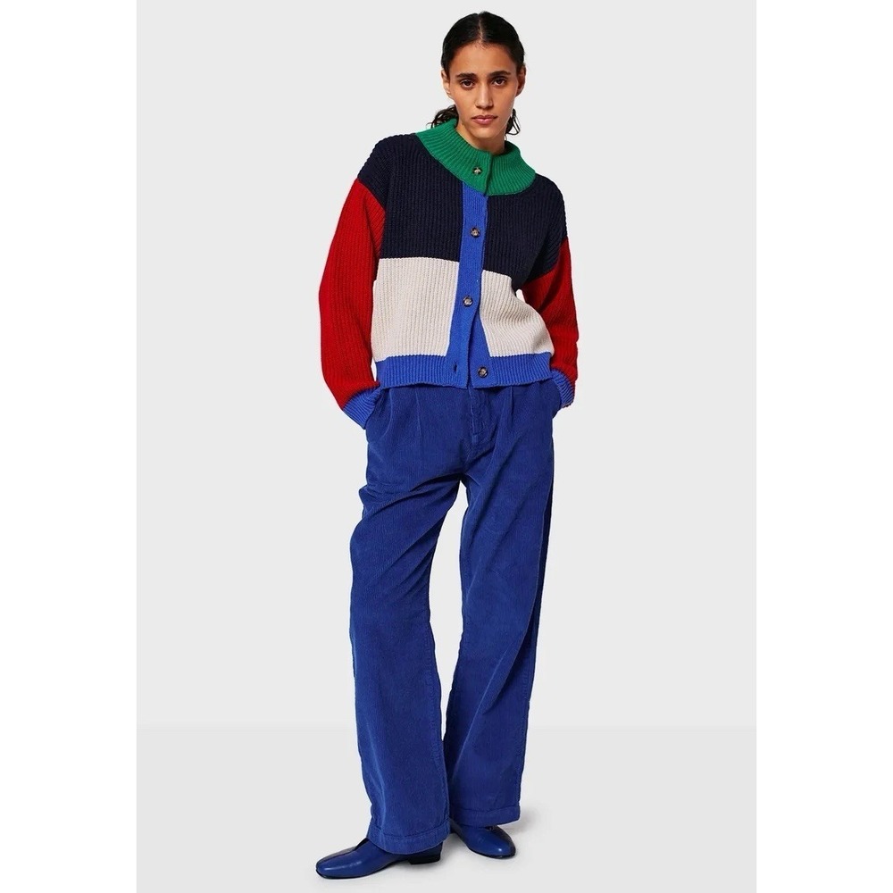 Bobo Choses Color Block Cardigan Sweater Oversized Chunky Knit Size S Preppy - Picture 4 of 11